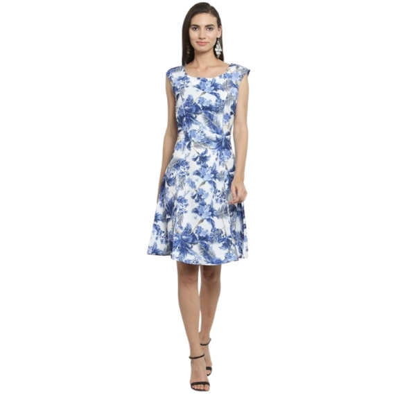 NWOT Latin Quarters  Wight & Purple 💜 Floral Stain Women's Dress Size L - Picture 1 of 16